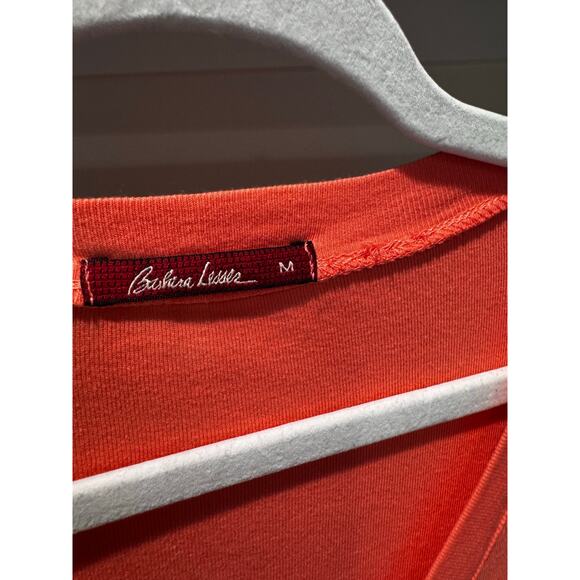 Barbara Lesser Women's Blouse Ruched Sleeve Coral Size Medium - Picture 3 of 8